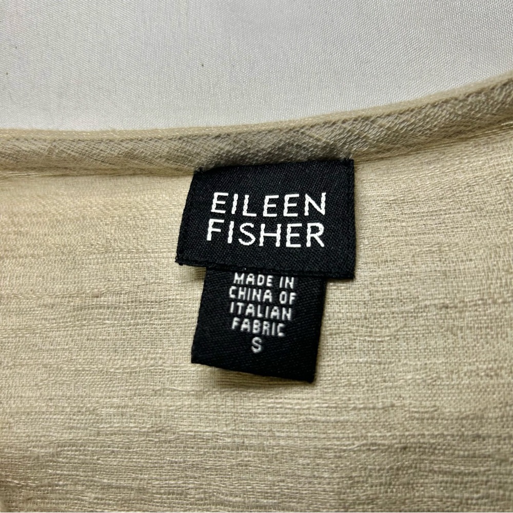 Eileen Fisher Linen & Cotton Neutral Beige Lagenlook Button Front Tunic Jacket S - Picture 7 of 15